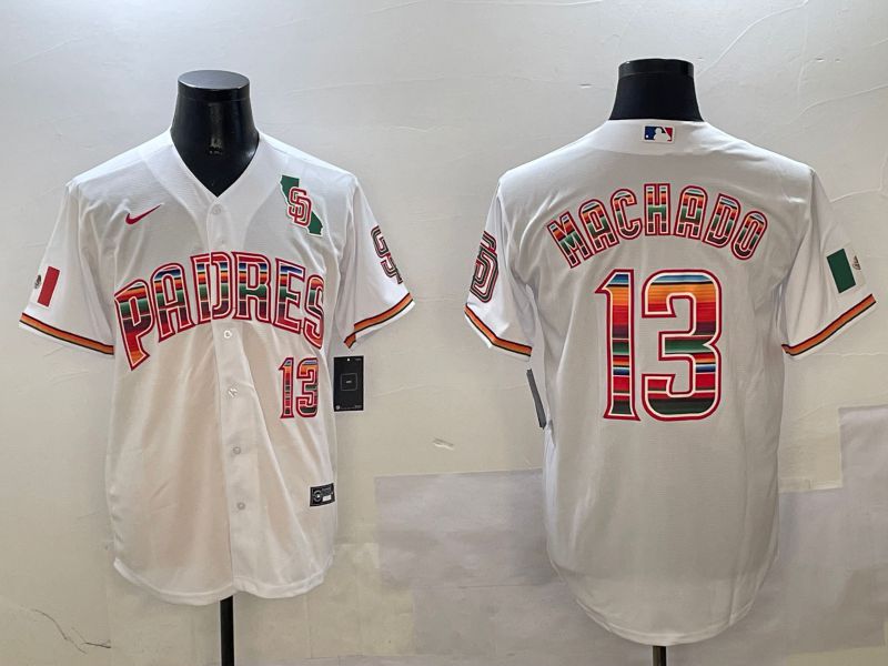 Men San Diego Padres #13 Machado White Fashion 2025 Nike MLB Jersey style 6